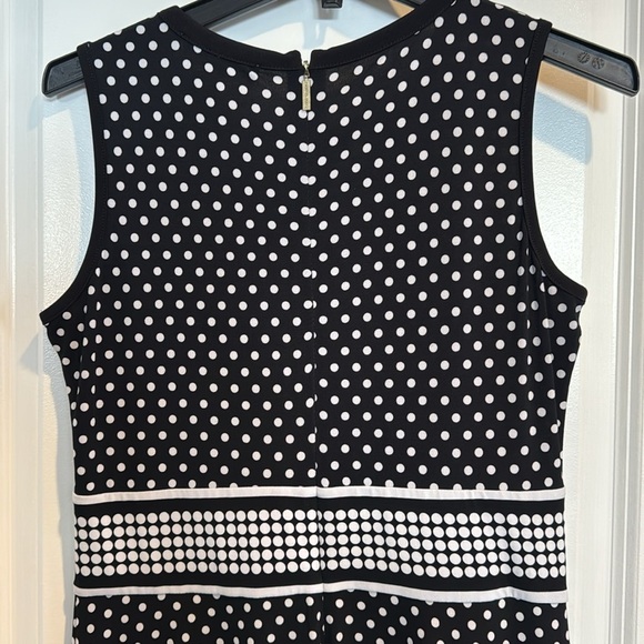 Michael Kors black white polka dot fit and flare sleeveless dress medium petite - Picture 8 of 9